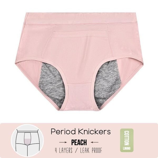 Cotton Period Knickers-Peach Peach - M Knickers